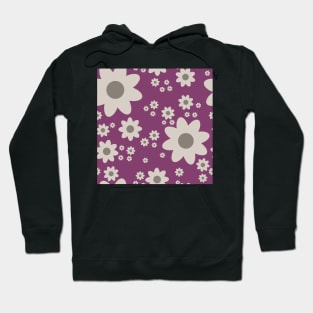 Retro style simple daisy flower in magenta purple, donkey brown and taupe Hoodie